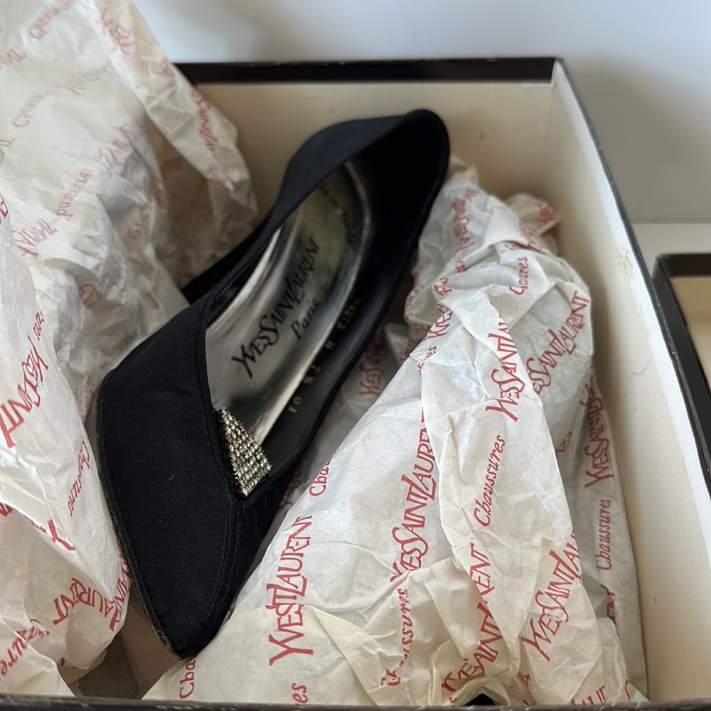 Vintage YSL Black Pump Rhinestone Heels - Picture 8 of 9